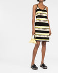 Ganni Ganni striped open-knit minidress