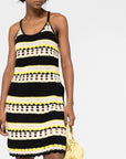 Ganni Ganni striped open-knit minidress