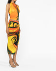 Louisa Ballou Louisa Ballou Long printed draped skirt