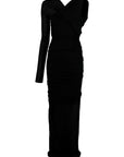 Saint Laurent Saint Laurent semi-sheer one-sleeve long dress