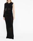 Saint Laurent Saint Laurent semi-sheer one-sleeve long dress