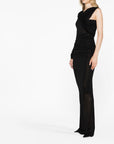 Saint Laurent Saint Laurent semi-sheer one-sleeve long dress
