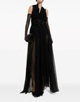 Dolce & Gabbana Dolce & Gabbana Long silk chiffon dress with floral appliqué