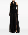 Dolce & Gabbana Dolce & Gabbana Long silk chiffon dress with floral appliqué