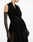 Dolce & Gabbana Dolce & Gabbana Long silk chiffon dress with floral appliqué