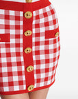 Balmain Balmain Gingham fine-knit miniskirt