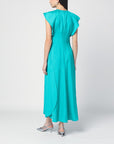 Victoria Beckham Victoria Beckham Peacock colour midi dress with hooded sleeves