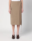 Victoria Beckham Victoria Beckham Sand-coloured pinstriped wrap skirt