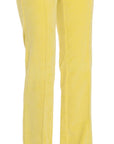 Just Cavalli Chic Yellow Corduroy Mid Waist Pants