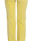 Just Cavalli Chic Yellow Corduroy Mid Waist Pants