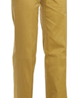 Just Cavalli Mustard Mid Waist Tailored Cotton Pants