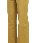 Just Cavalli Mustard Mid Waist Tailored Cotton Pants