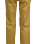 Just Cavalli Mustard Mid Waist Tailored Cotton Pants