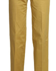 Just Cavalli Mustard Mid Waist Tailored Cotton Pants