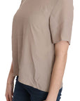 Dolce & Gabbana Elegant Beige Silk Blend Crew Neck Blouse