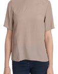 Dolce & Gabbana Elegant Beige Silk Blend Crew Neck Blouse