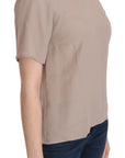Dolce & Gabbana Elegant Beige Silk Blend Crew Neck Blouse
