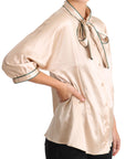 Dolce & Gabbana Elegant Beige Silk Blend Blouse Top