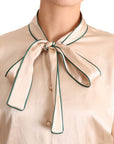 Dolce & Gabbana Elegant Beige Silk Blend Blouse Top