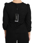 Dolce & Gabbana Elegant Black Floral Crewneck Blouse