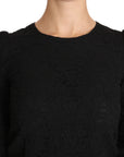Dolce & Gabbana Elegant Black Floral Crewneck Blouse
