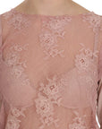 PINK MEMORIES Elegant Pink Lace Boat Neck Blouse