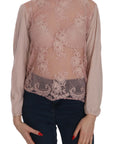 PINK MEMORIES Elegant Pink Lace Boat Neck Blouse