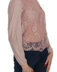 PINK MEMORIES Elegant Pink Lace Boat Neck Blouse