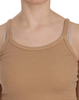 PINK MEMORIES Beige Cotton Spaghetti Strap Tank