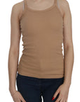 PINK MEMORIES Beige Cotton Spaghetti Strap Tank
