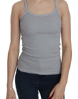 PINK MEMORIES Elegant Sleeveless Light Gray Cotton Blouse