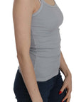 PINK MEMORIES Elegant Sleeveless Light Gray Cotton Blouse