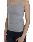 PINK MEMORIES Elegant Sleeveless Light Gray Cotton Blouse