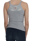 PINK MEMORIES Elegant Sleeveless Light Gray Cotton Blouse