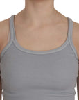 PINK MEMORIES Elegant Sleeveless Light Gray Cotton Blouse