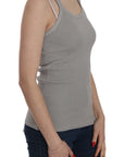 PINK MEMORIES Elegant Sleeveless Grey Cotton Blouse