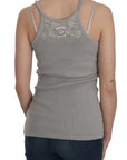 PINK MEMORIES Elegant Sleeveless Grey Cotton Blouse