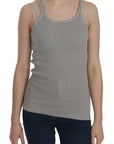 PINK MEMORIES Elegant Sleeveless Grey Cotton Blouse