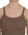PINK MEMORIES Chic Spaghetti Strap Cotton Top - Earthy Elegance