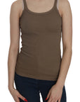PINK MEMORIES Chic Spaghetti Strap Cotton Top - Earthy Elegance