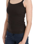 PINK MEMORIES Elegant Dark Brown Spaghetti Strap Blouse