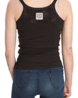 PINK MEMORIES Elegant Dark Brown Spaghetti Strap Blouse