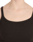 PINK MEMORIES Elegant Dark Brown Spaghetti Strap Blouse