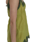 PINK MEMORIES Elegant Green Lace Linen Tank Top
