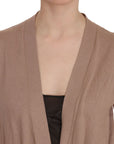 PINK MEMORIES Chic Sleeveless Cotton Cardigan Vest - Elegant Brown