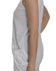 PINK MEMORIES Elegant Sleeveless Cotton Vest in Pristine White