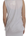 PINK MEMORIES Elegant Sleeveless Cotton Vest in Pristine White