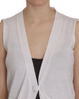 PINK MEMORIES Elegant Sleeveless Cotton Vest in Pristine White