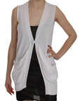 PINK MEMORIES Elegant Sleeveless Cotton Vest in Pristine White