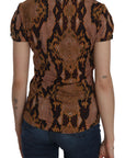 Just Cavalli Alluring Brown Snake Skin Pattern Blouse